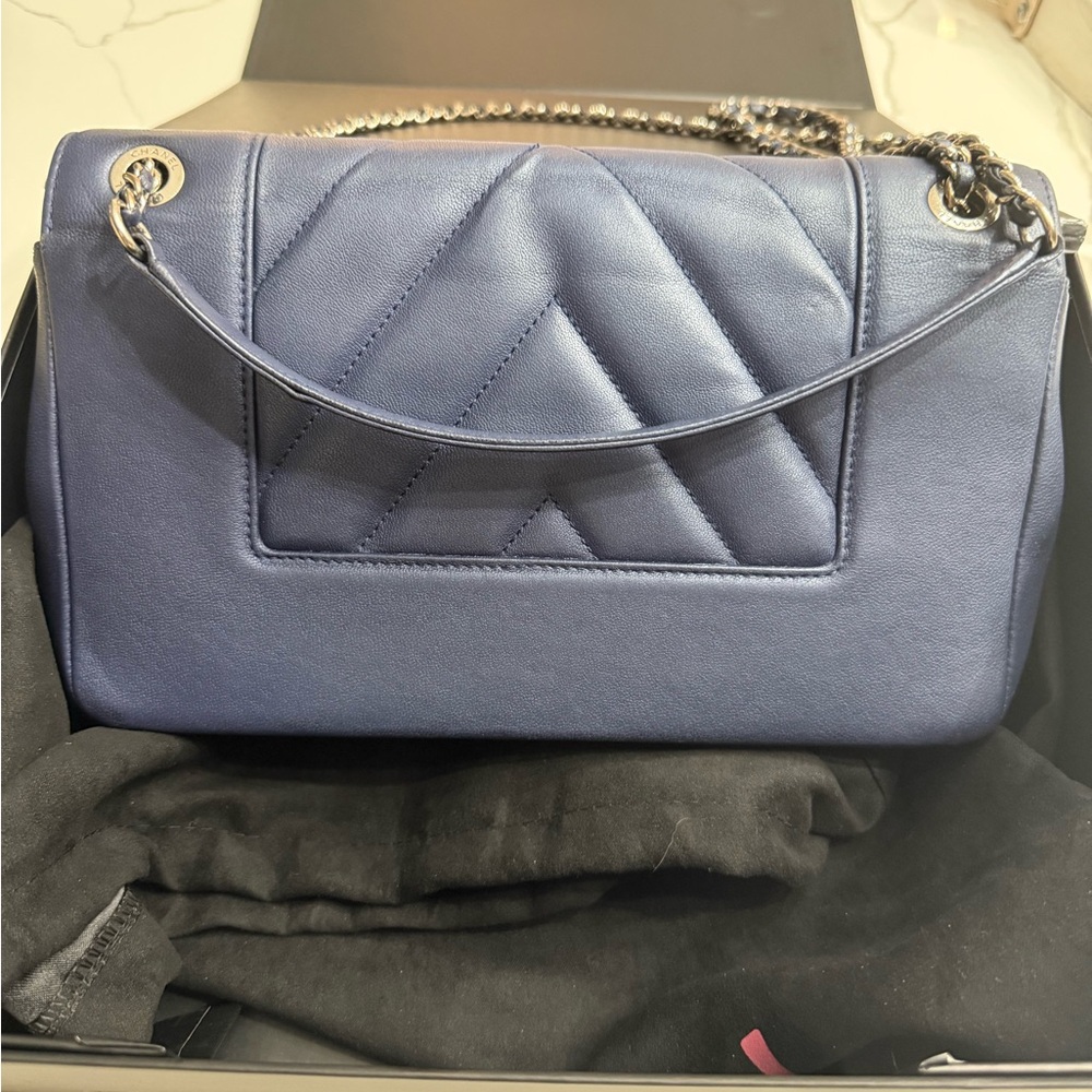 CHANEL Metallic Blue Mademoiselle Flap Bag - Picture 12 of 15